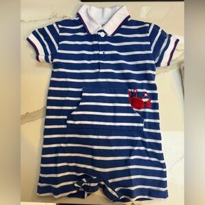 Florence Eiseman Knit polo shortall with crab